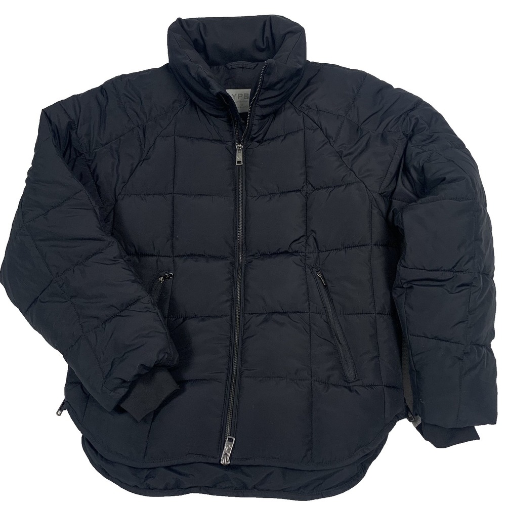 YPB Abercrombie & Fitch Puffer Jacket Womens Small Black Quilted Dual Zip